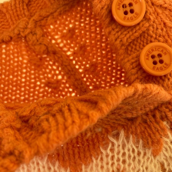 RARE 2000s AEO FAIR ISLE LAMBSWOOL KNIT SWEATER RARE ORANGE OMBRÉ ⭐️⭐️⭐️⭐️⭐️ - Picture 6 of 9
